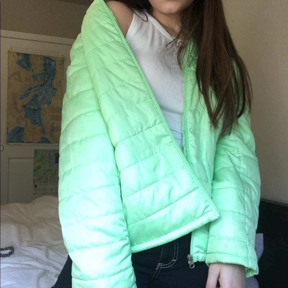 Light or Lime Green puffer Coat Jacket